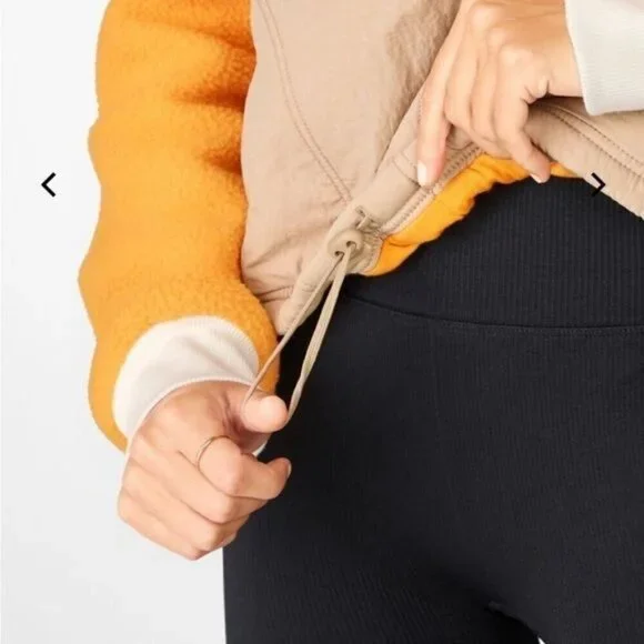 Fabletics Mallory Fleece Pullover Women’s Size Small Yellow/Tan - Picture 4 of 13